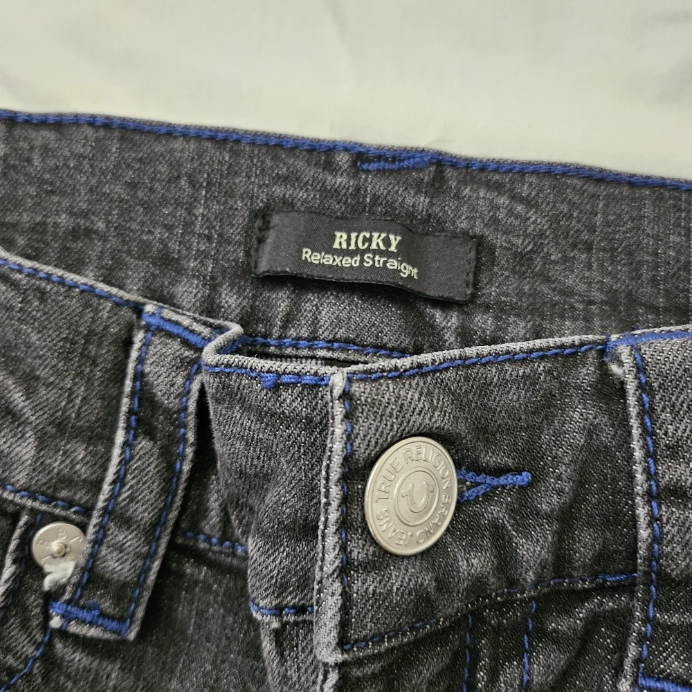 True Religion Jeans Mens 32 x 32 Black Ricky Relaxed Straight Leg Festival